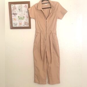 Pact Organic Cotton Jumpsuit with Collared Neckline and Fitted Waist